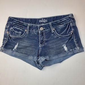 Reign Juniors Raw Edge Cuffed Denim Shorts